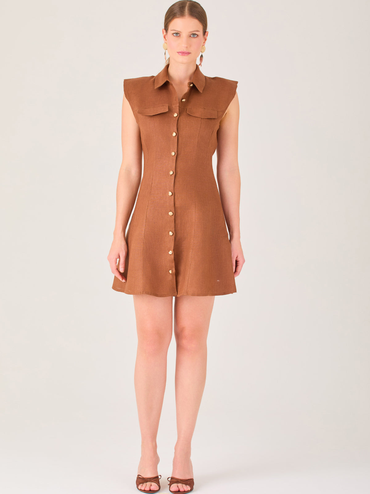 Serene Short Dress  Brown