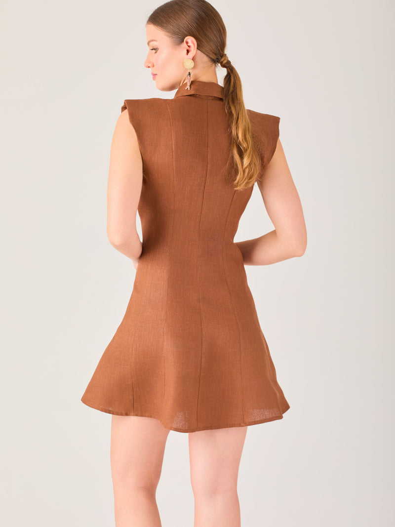 Serene Short Dress  Brown
