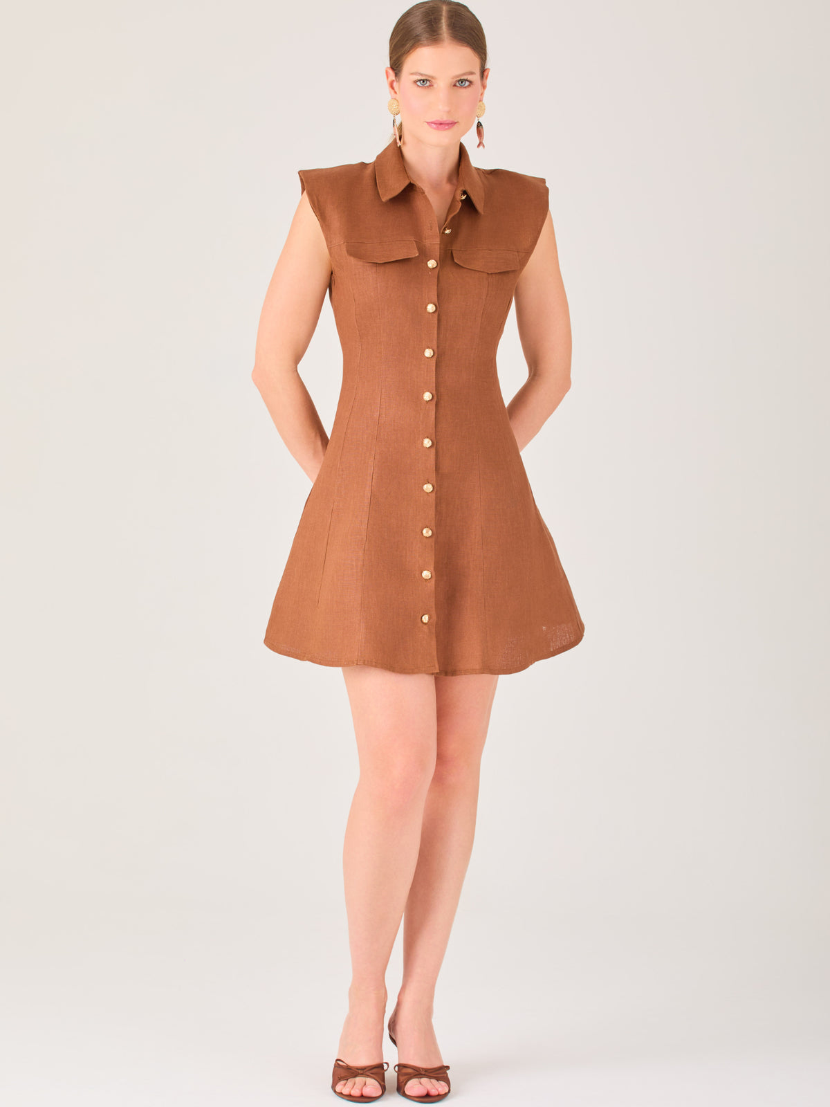 Serene Short Dress  Brown