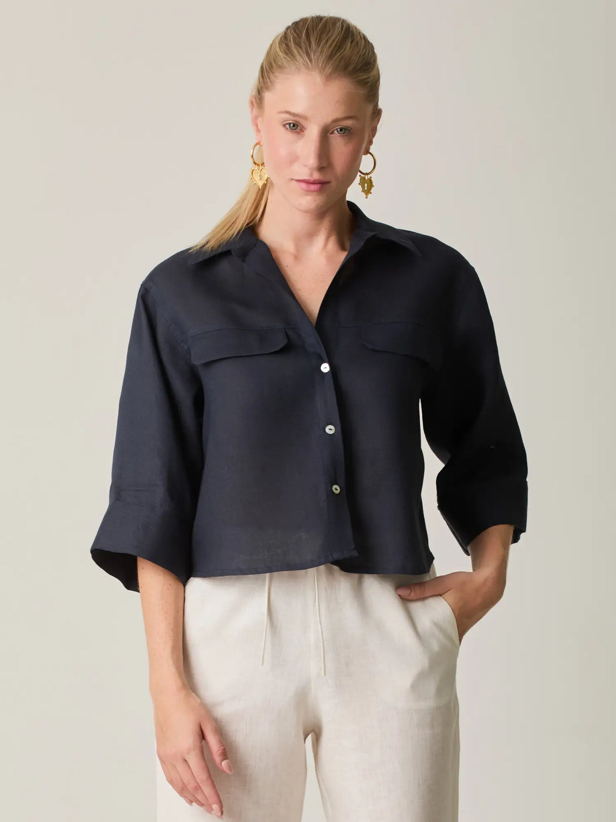 Caprina Blouse Navy
