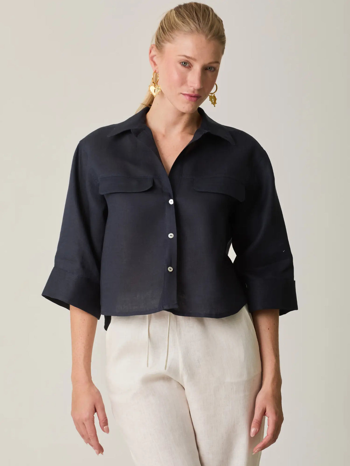 Caprina Blouse Navy
