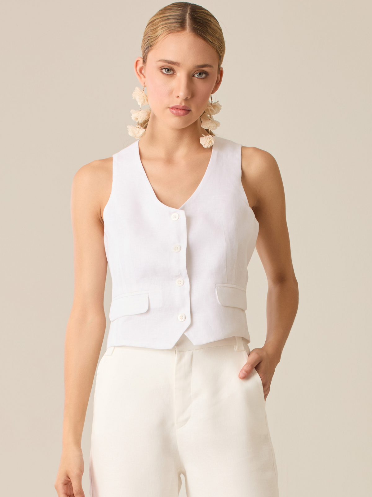 Prisca White Vest