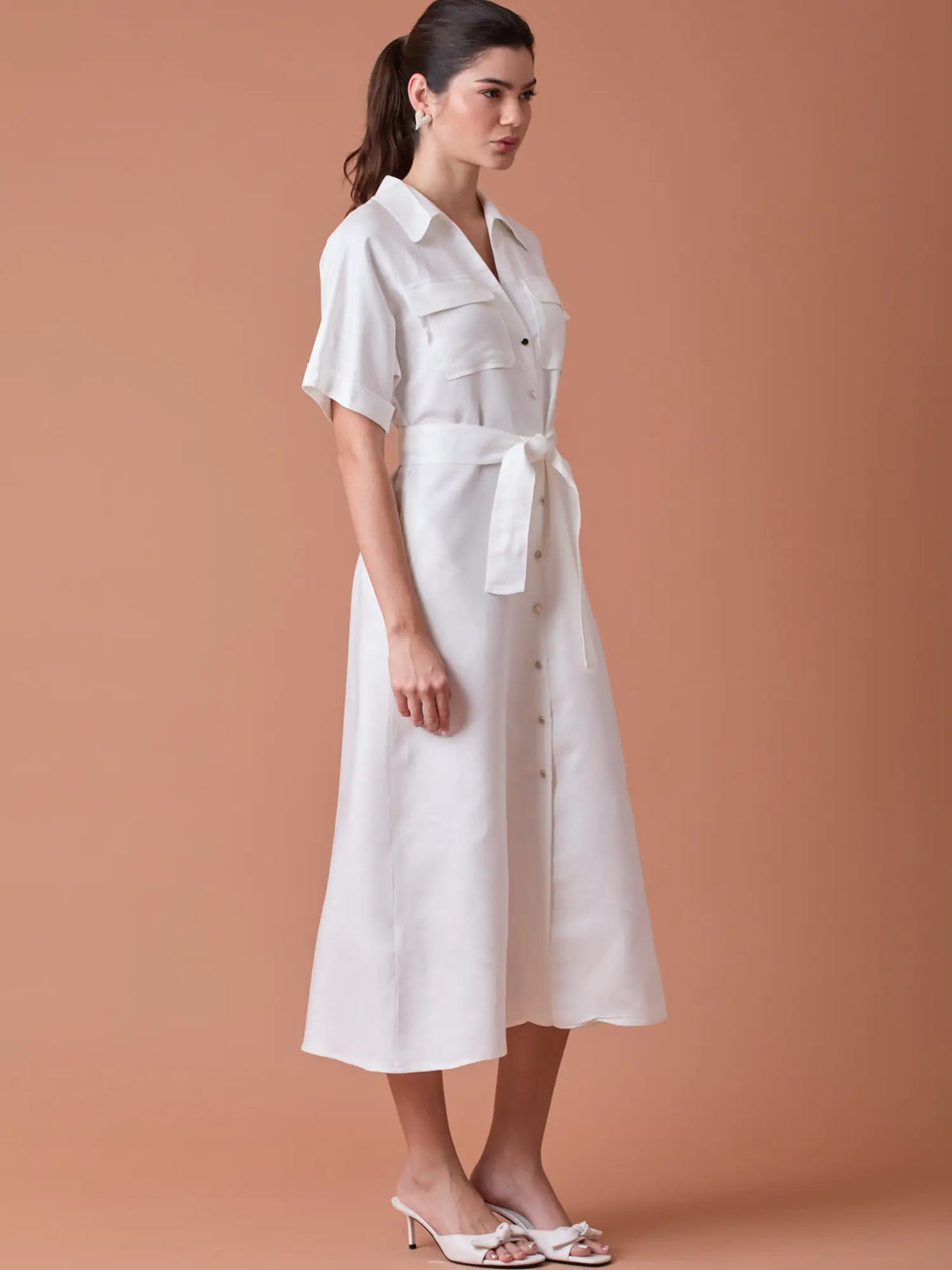 Makri Long Dress White