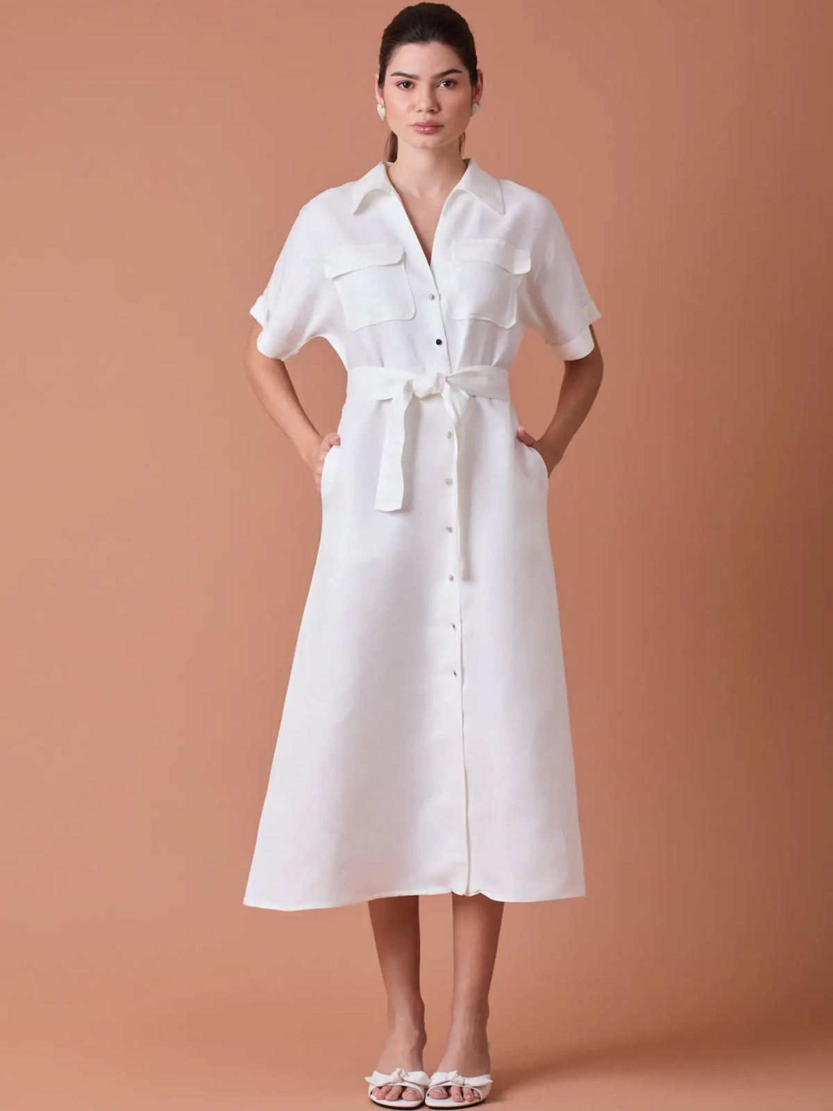 Makri Long Dress White
