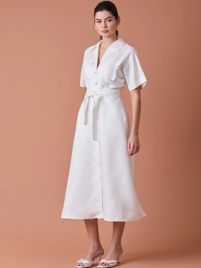 Makri Long Dress White