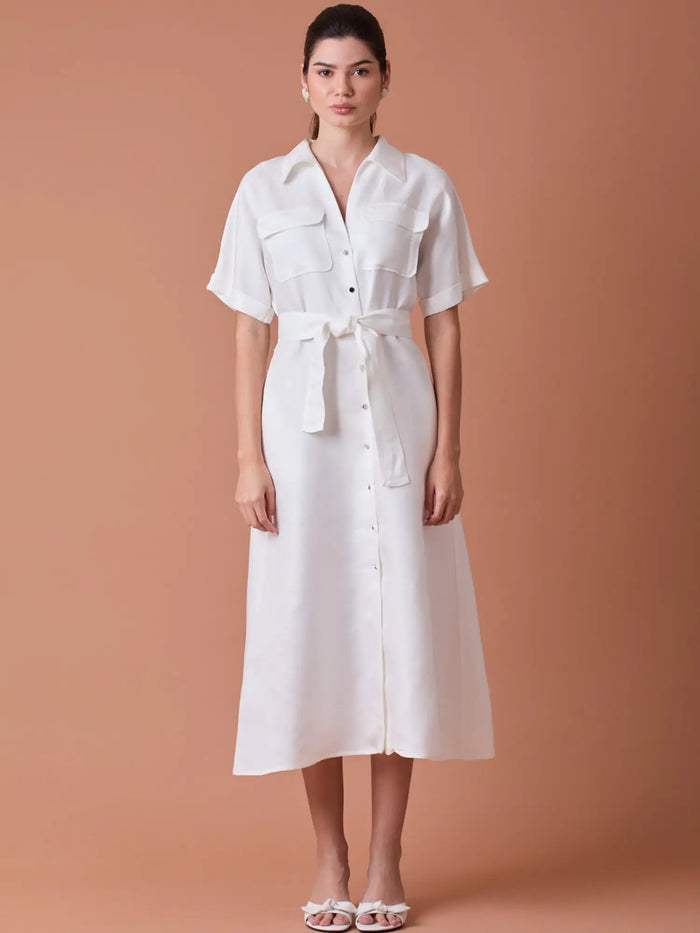 Makri Long Dress White