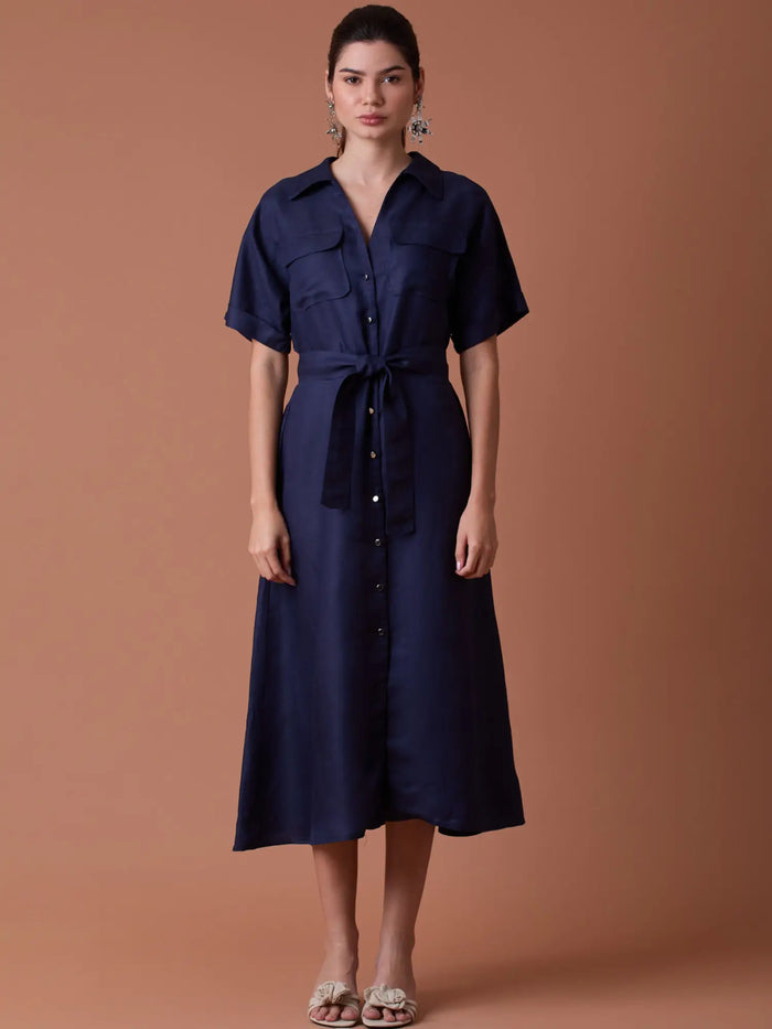 Makri Long Dress Navy