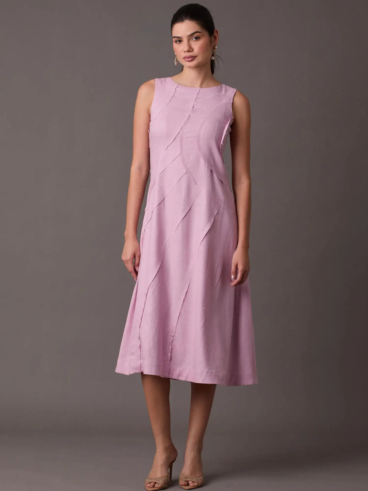 Dotty Long Dress Pink