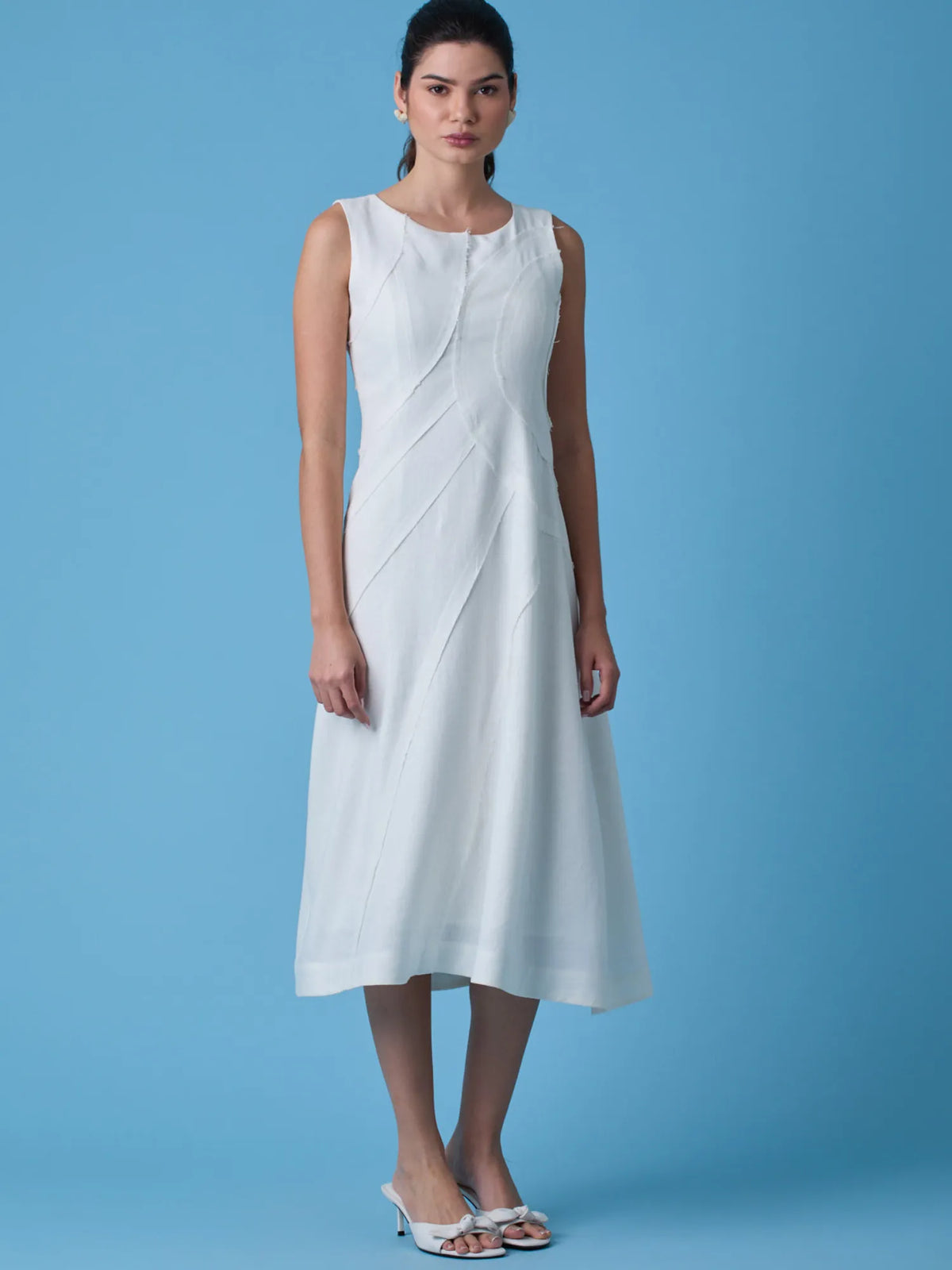 Dotty Long Dress White