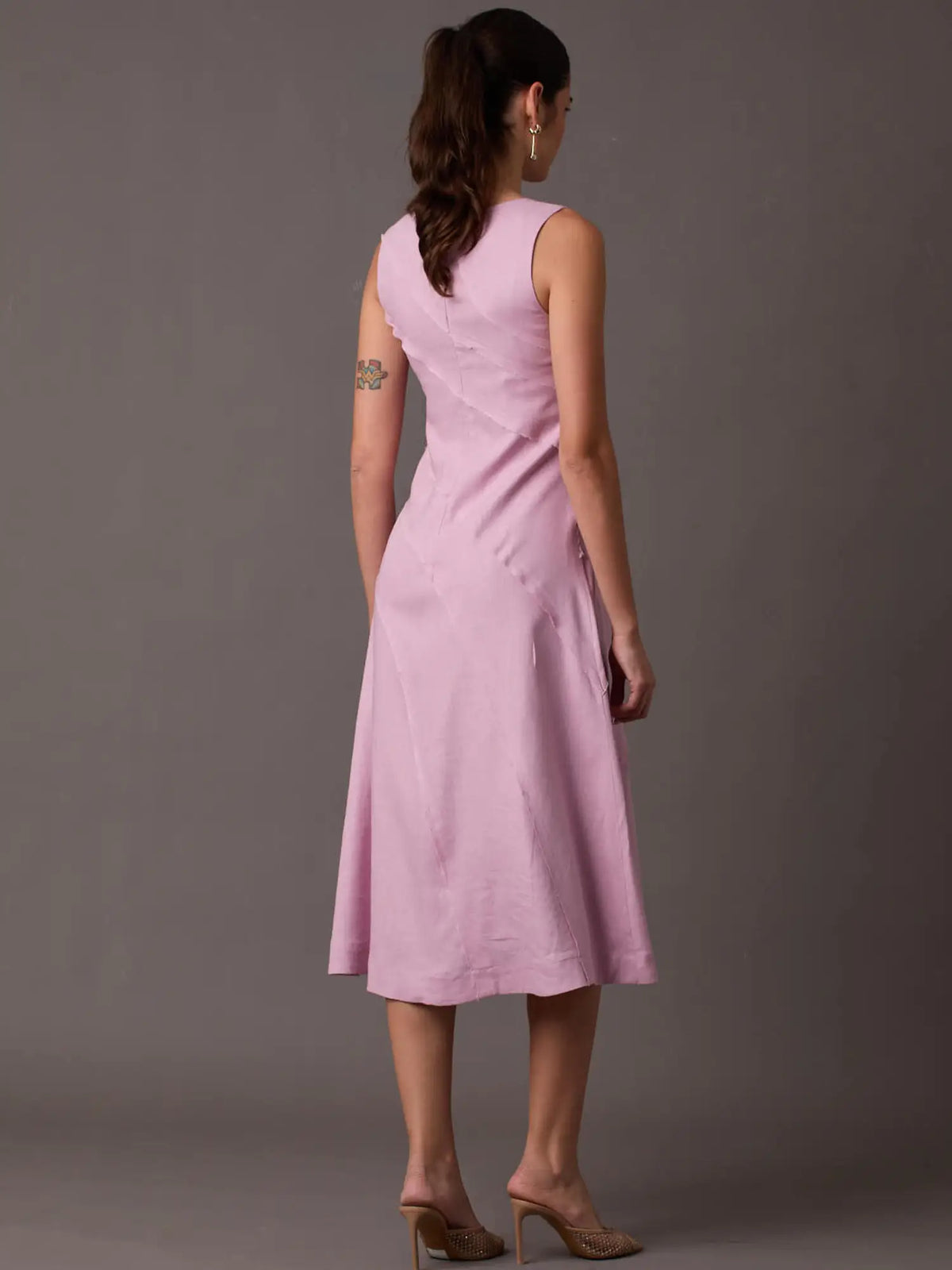 Dotty Long Dress Pink