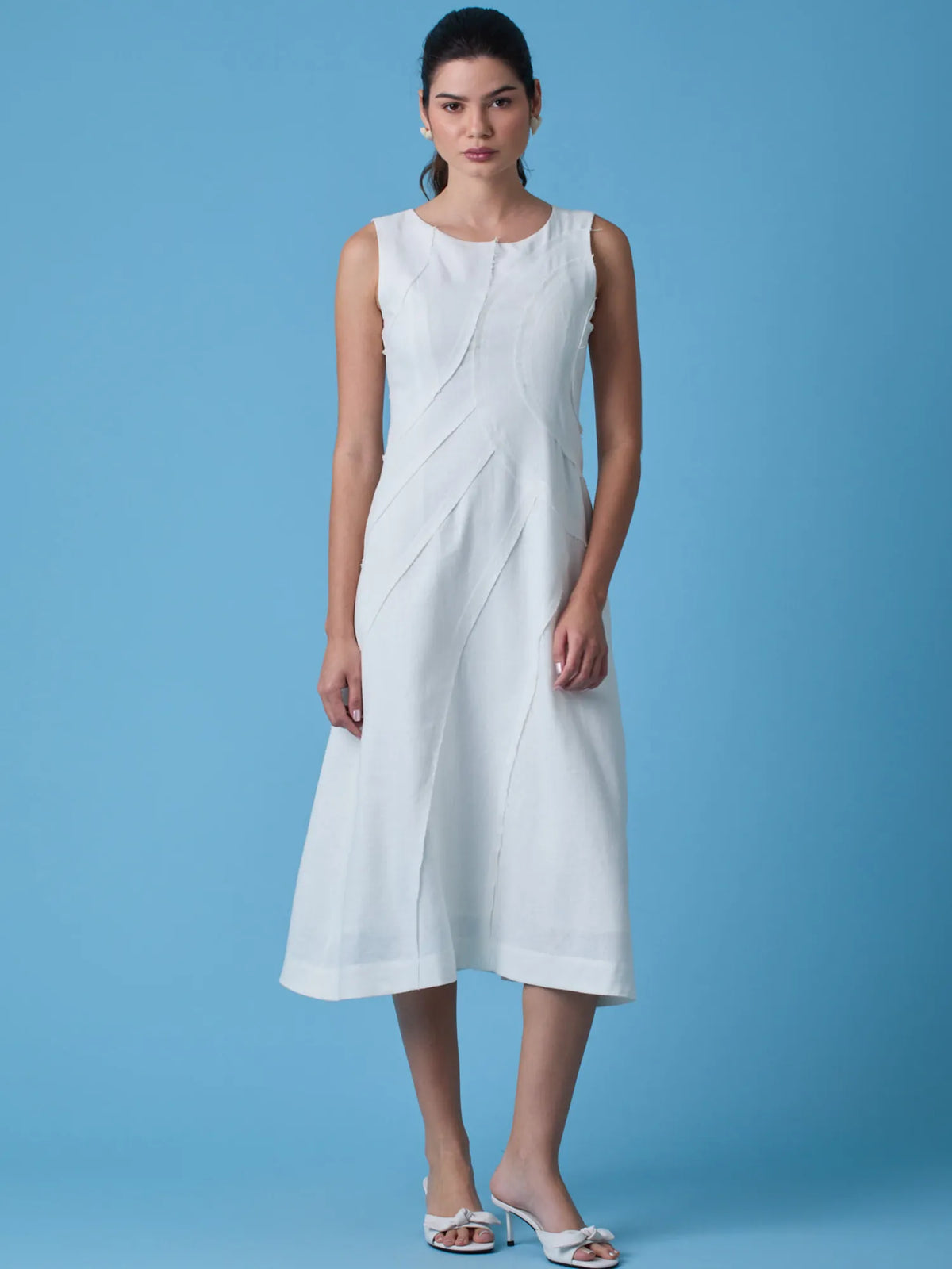 Dotty Long Dress White