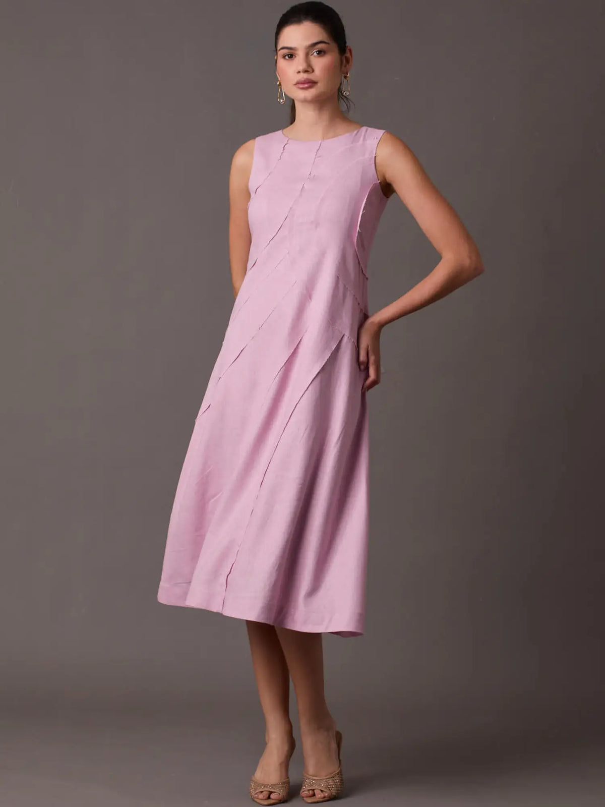 Dotty Long Dress Pink