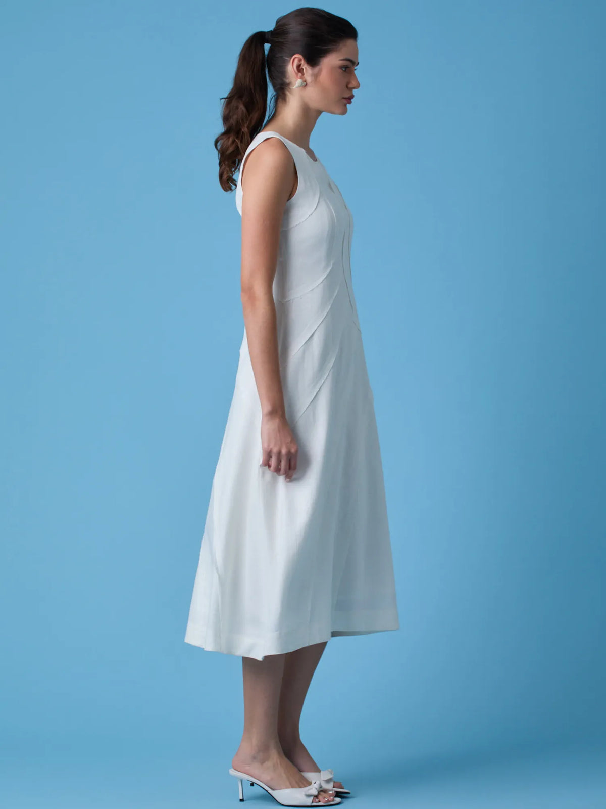 Dotty Long Dress White