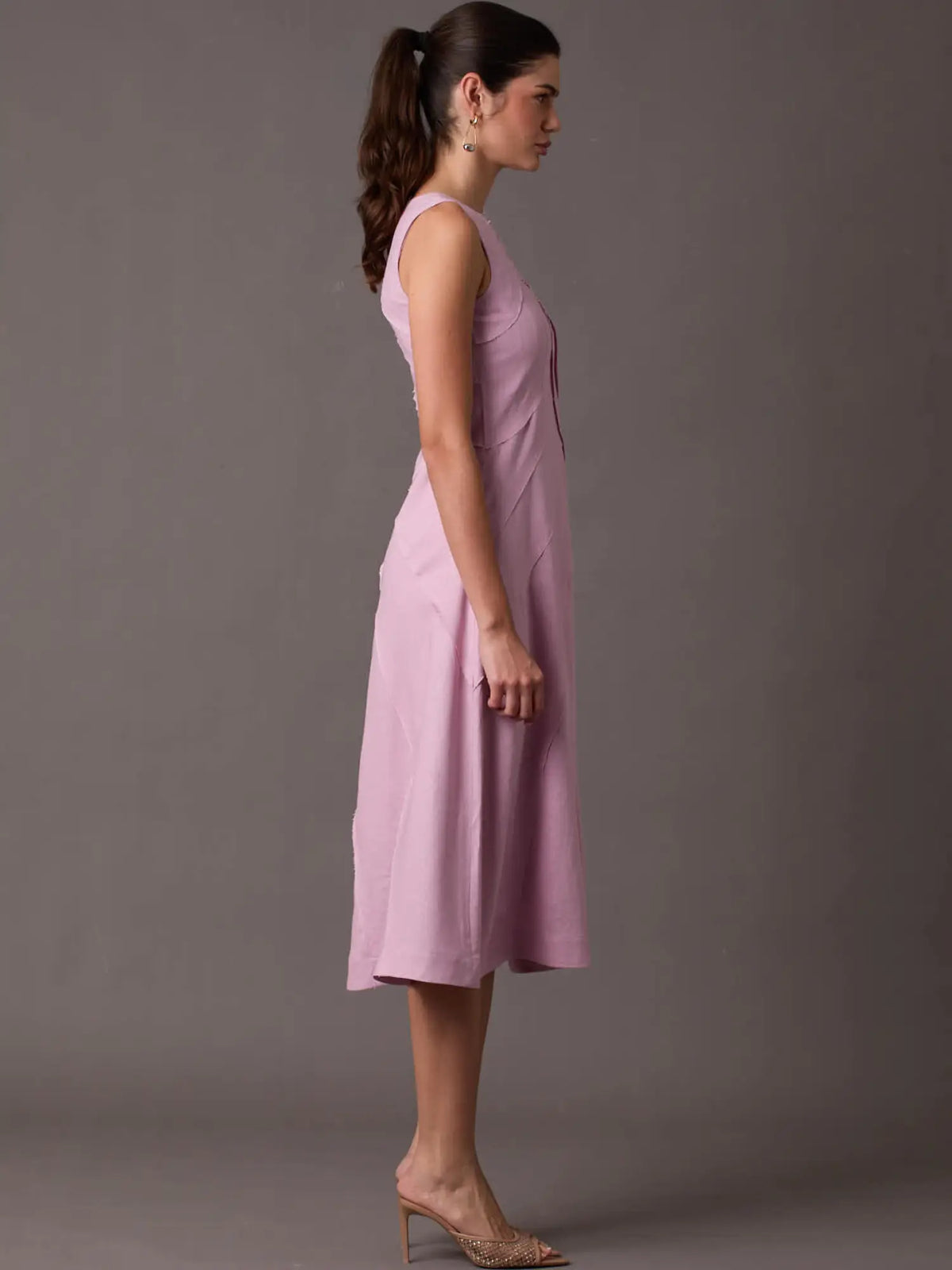 Dotty Long Dress Pink