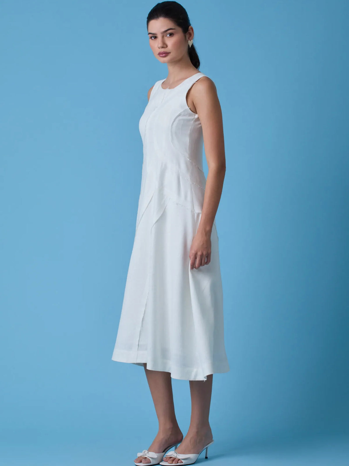 Dotty Long Dress White