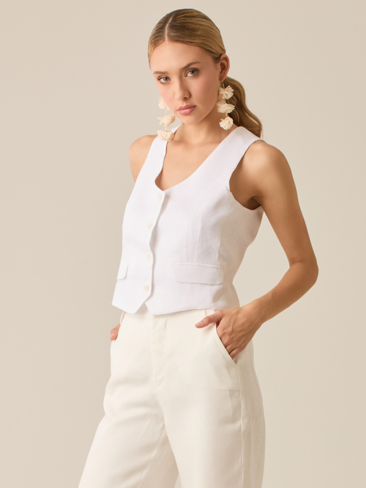 Prisca White Vest