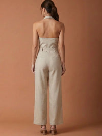 Abstract Long Jumpsuit Natural