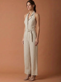 Abstract Long Jumpsuit Natural