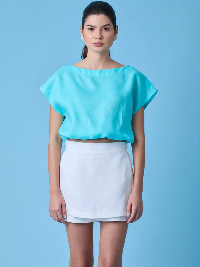 Saki Blouse Aqua
