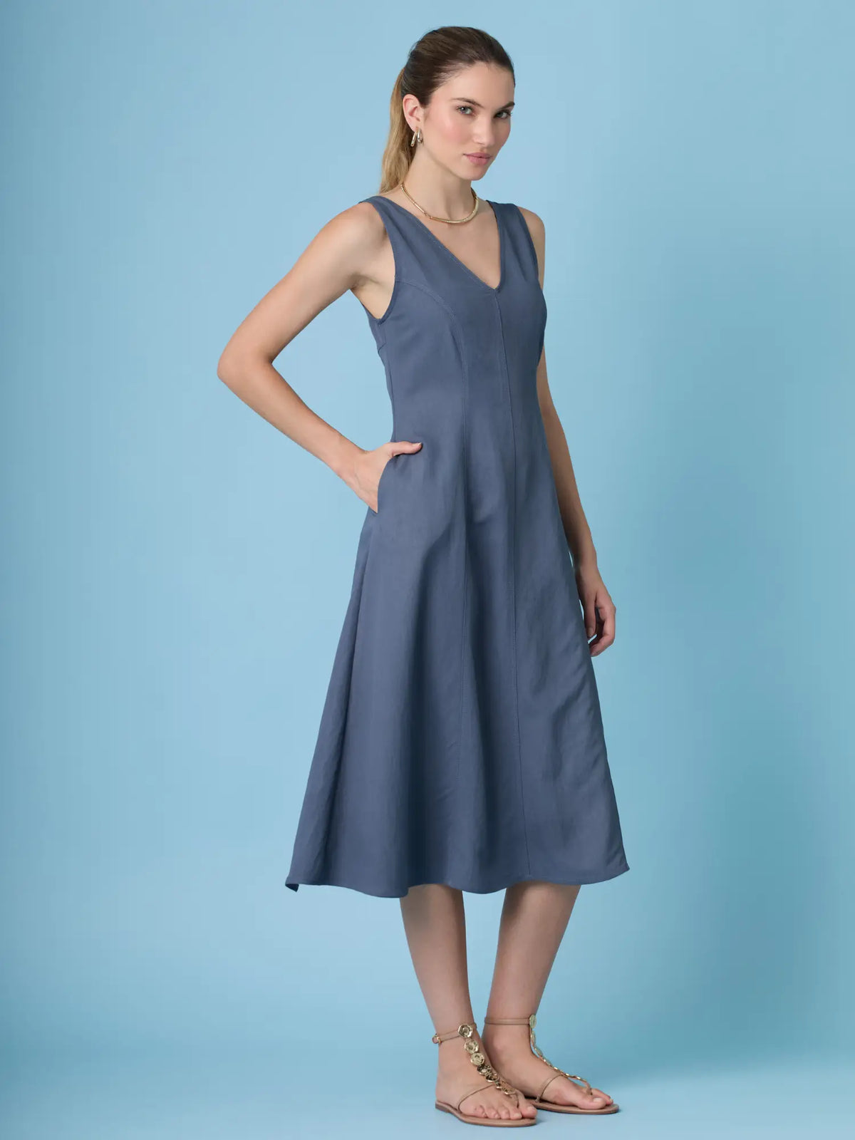 Giglio Long Dress Indigo