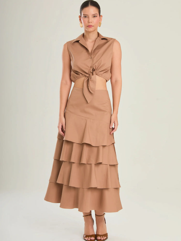 Perugia Brown Maxi Skirt