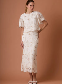 Pana Long Skirt White